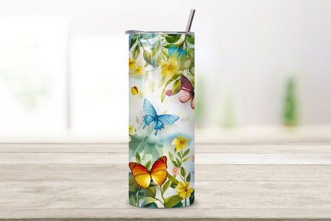 Seamless Butterfly Fantasy Spring Tumbler Wrap, Seamless PNG Sublimation FloridPrintables 