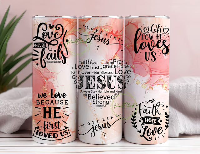 Seamless Christian Bible Verse Love Affirmations - 20oz Tumbler Wrap PNG Digital File For Sublimation Sublimation PixelChick 