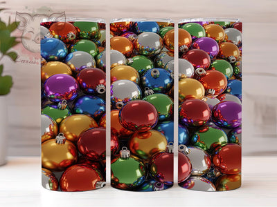 Seamless Christmas Ornament Tumbler, Seamless Holiday Wrap, Festive Ornament Design, Sublimation Cup, 20oz Skinny Tumbler, Christmas Pattern Drinkware, Holiday Ornament Style Sublimation Lara' s Designs 