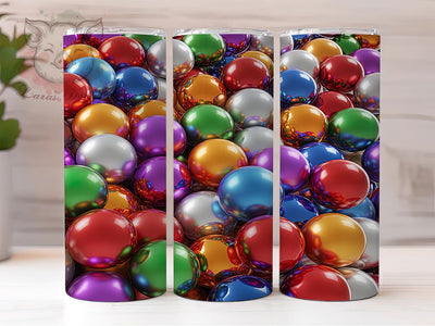 Seamless Christmas Ornament Tumbler, Seamless Holiday Wrap, Festive Ornament Design, Sublimation Cup, 20oz Skinny Tumbler, Christmas Pattern Drinkware, Holiday Ornament Style Sublimation Lara' s Designs 
