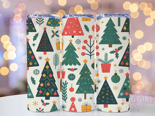 Seamless Christmas Tree Holiday Tumbler, Festive Tree Sublimation Design, Holiday Tree Art, 20oz Xmas Tumbler, Whimsical Tree Mug, Stylish Christmas Cup, Elegant Tree Wrap Sublimation SvggirlplusArt 