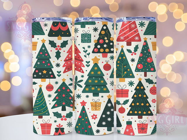 Seamless Christmas Tree Holiday Tumbler, Festive Tree Sublimation Design, Holiday Tree Art, 20oz Xmas Tumbler, Whimsical Tree Mug, Stylish Christmas Cup, Elegant Tree Wrap Sublimation SvggirlplusArt 