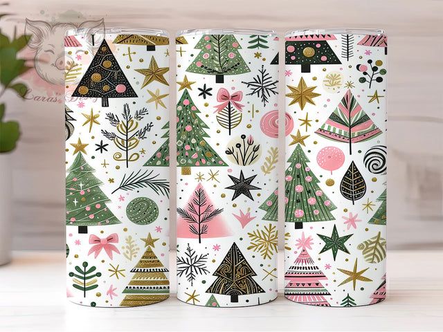 Seamless Christmas Tree Tumbler, Holiday Sublimation Wrap, 20oz Drinkware Design, Festive Tumbler Art, Winter Tree Wrap, Digital Download, Christmas Decor Tumbler Sublimation Lara' s Designs 