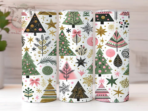 Seamless Christmas Tree Tumbler, Holiday Sublimation Wrap, 20oz Drinkware Design, Festive Tumbler Art, Winter Tree Wrap, Digital Download, Christmas Decor Tumbler Sublimation Lara' s Designs 