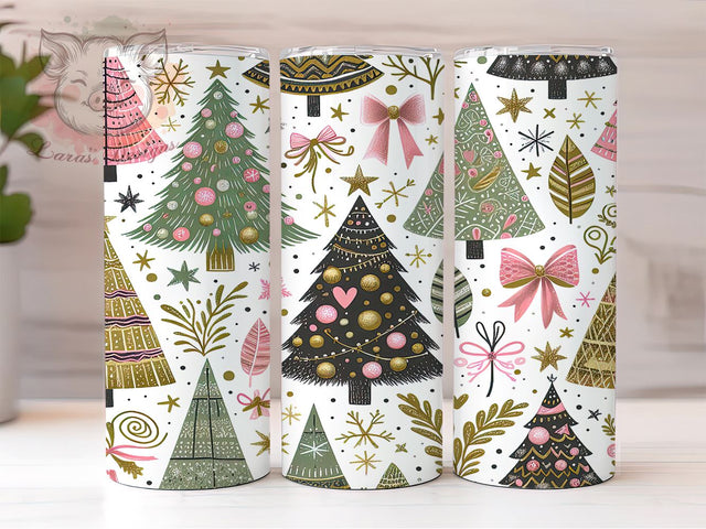 Seamless Christmas Tree Tumbler, Holiday Sublimation Wrap, 20oz Drinkware Design, Festive Tumbler Art, Winter Tree Wrap, Digital Download, Christmas Decor Tumbler Sublimation Lara' s Designs 