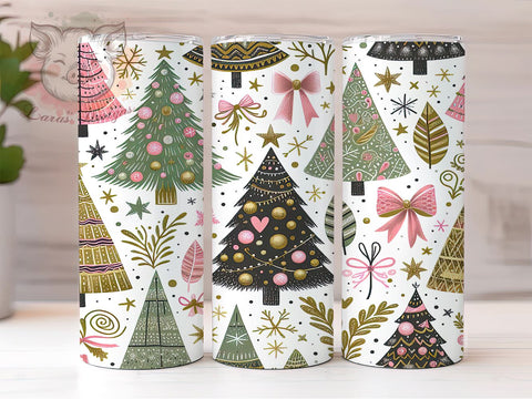 Seamless Christmas Tree Tumbler, Holiday Sublimation Wrap, 20oz Drinkware Design, Festive Tumbler Art, Winter Tree Wrap, Digital Download, Christmas Decor Tumbler Sublimation Lara' s Designs 