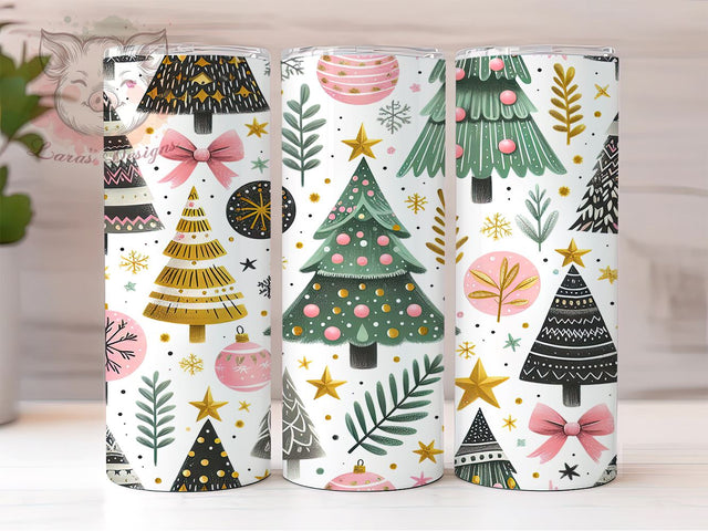 Seamless Christmas Tree Tumbler, Holiday Sublimation Wrap, 20oz Drinkware Design, Festive Tumbler Art, Winter Tree Wrap, Digital Download, Christmas Decor Tumbler Sublimation Lara' s Designs 