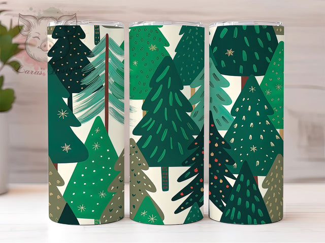 Seamless Christmas Tree Tumbler, Seamless Holiday Wrap, Festive Tree Design, Sublimation Cup, 20oz Skinny Tumbler, Christmas Drinkware, Holiday Tree Style Sublimation Lara' s Designs 