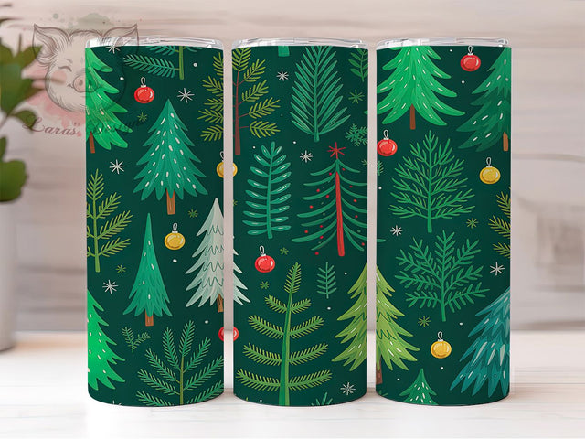 Seamless Christmas Tree Tumbler, Seamless Holiday Wrap, Festive Tree Design, Sublimation Cup, 20oz Skinny Tumbler, Christmas Drinkware, Holiday Tree Style Sublimation Lara' s Designs 