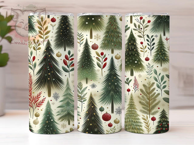 Seamless Christmas Tree Tumbler, Seamless Holiday Wrap, Festive Tree Design, Sublimation Cup, 20oz Skinny Tumbler, Christmas Drinkware, Holiday Tree Style Sublimation Lara' s Designs 