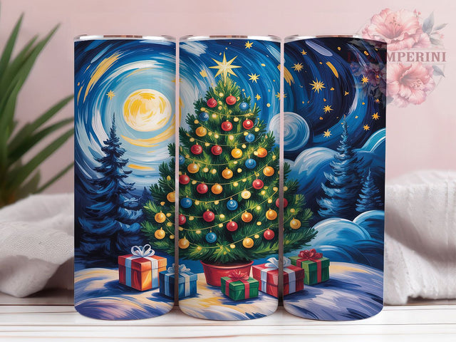 Seamless Christmas Tree Tumbler, Seamless Holiday Wrap, Winter Sublimation Design, Festive Tree Cup, 20Oz Skinny Tumbler Wrap, Seasonal Christmas Mug, Elegant Winter Design Sublimation Li Zamperini 