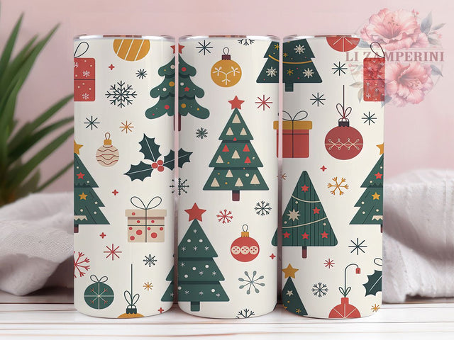 Seamless Christmas Trees Tumbler, Seamless Holiday Wrap, Festive Tree Pattern, Sublimation Cup, 20oz Skinny Tumbler, Winter Christmas Drinkware, Holiday Tree Style Sublimation Li Zamperini 