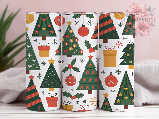 Seamless Christmas Trees Tumbler, Seamless Holiday Wrap, Festive Tree Pattern, Sublimation Cup, 20oz Skinny Tumbler, Winter Christmas Drinkware, Holiday Tree Style Sublimation Li Zamperini 
