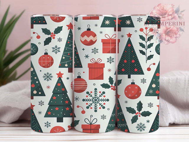 Seamless Christmas Trees Tumbler, Seamless Holiday Wrap, Festive Tree Pattern, Sublimation Cup, 20oz Skinny Tumbler, Winter Christmas Drinkware, Holiday Tree Style Sublimation Li Zamperini 