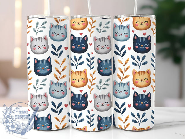 Seamless Cute Cat Pattern Tumbler, Cat Lover Wrap Design, Cute Kitty Pattern Cup, All Over Cat Print Tumbler, Animal Lover Drinkware, Cat Mom Sublimation Wrap, Funny Cat Gift Sublimation ToriDesigns 