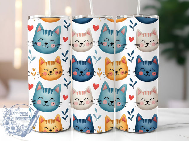 Seamless Cute Cat Pattern Tumbler, Cat Lover Wrap Design, Cute Kitty Pattern Cup, All Over Cat Print Tumbler, Animal Lover Drinkware, Cat Mom Sublimation Wrap, Funny Cat Gift Sublimation ToriDesigns 