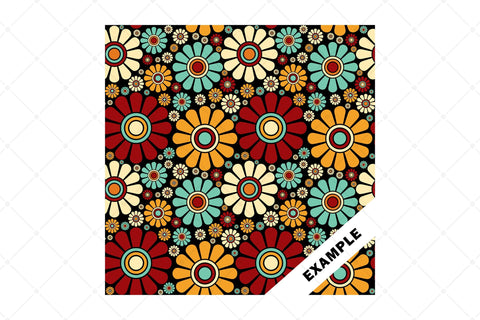 Seamless Daisies Colorful Flowers Repeating Floral Pattern Digital Pattern Karma Genie Graphics 