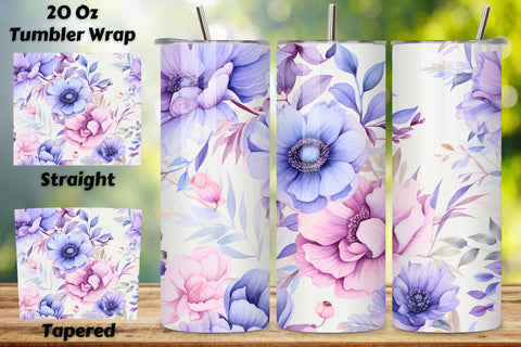Seamless Design PNG, Watercolor Floral Tumbler Wrap Sublimation FloridPrintables 