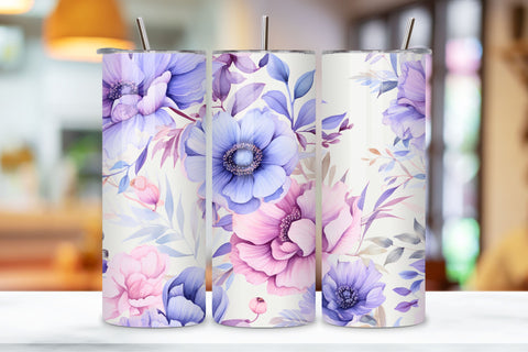 Seamless Design PNG, Watercolor Floral Tumbler Wrap Sublimation FloridPrintables 