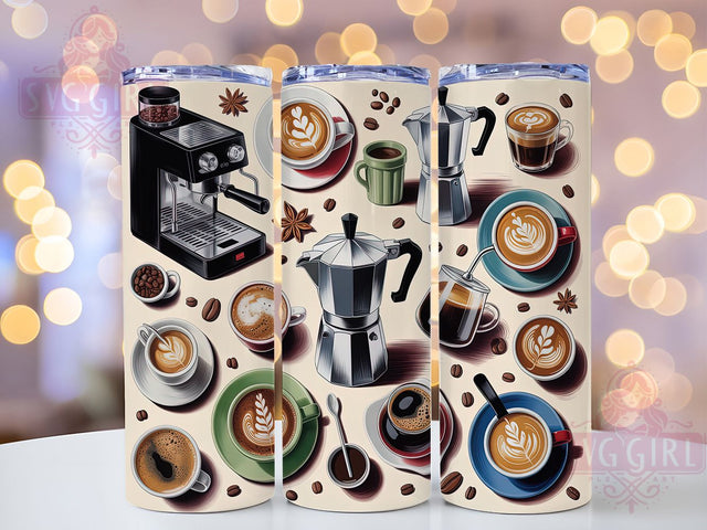 Seamless Espresso Coffee Lover Tumbler, Espresso Pattern Wrap, 20oz Tumbler Sublimation, Coffee Bean Design, Caffeine Lover Tumbler, Seamless Brew Wrap, Morning Java Sublimation Sublimation SvggirlplusArt 