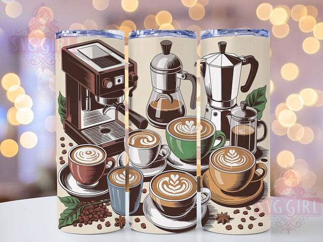 Seamless Espresso Coffee Lover Tumbler, Espresso Pattern Wrap, 20oz Tumbler Sublimation, Coffee Bean Design, Caffeine Lover Tumbler, Seamless Brew Wrap, Morning Java Sublimation Sublimation SvggirlplusArt 