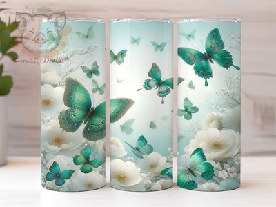 Seamless Floral Butterfly Tumbler, Seamless Floral, Nature Theme, Elegant Design, Vibrant Pattern, 20Oz Tumbler, Sublimation Wrap Sublimation Lara' s Designs 
