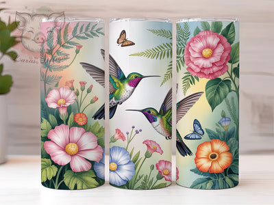 Seamless Floral Hummingbird Tumbler, Floral Bird Tumbler, Elegant 20oz Wrap, Sublimation Design, Stylish Gift Idea, Seamless Hummingbird Wrap, Floral Seamless Tumbler Sublimation Lara' s Designs 
