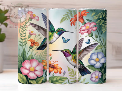 Seamless Floral Hummingbird Tumbler, Floral Bird Tumbler, Elegant 20oz Wrap, Sublimation Design, Stylish Gift Idea, Seamless Hummingbird Wrap, Floral Seamless Tumbler Sublimation Lara' s Designs 