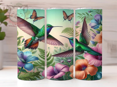 Seamless Floral Hummingbird Tumbler, Floral Bird Tumbler, Elegant 20oz Wrap, Sublimation Design, Stylish Gift Idea, Seamless Hummingbird Wrap, Floral Seamless Tumbler Sublimation Lara' s Designs 