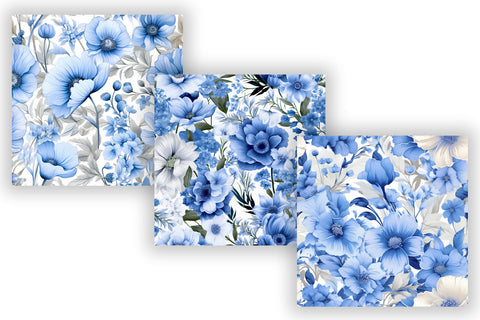 Seamless Floral Pattern, Floral Symphony in Blue Sublimation FloridPrintables 