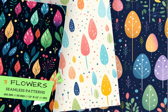 Seamless Floral Pattern, Rainbow Rain Showers Sublimation FloridPrintables 