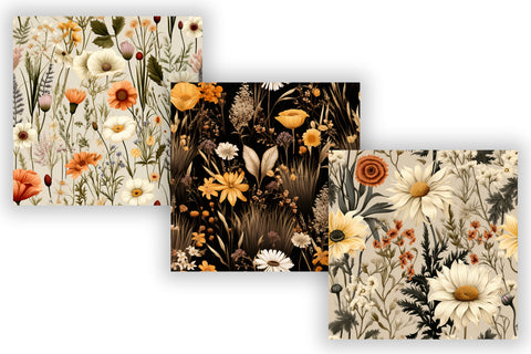 Seamless Floral Pattern, Rustic Wildflower Meadow Sublimation FloridPrintables 