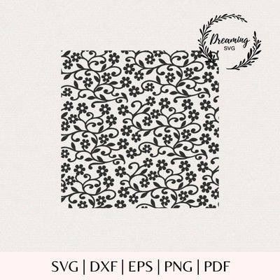 Seamless Floral Pattern SVG - Flower Vine Background - Botanical Lace SVG for Cricut, Silhouette Cut File SVG DreamingSVG 