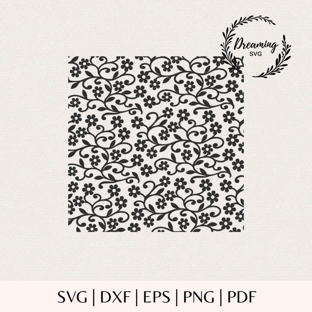 Seamless Floral Pattern SVG - Flower Vine Background - Botanical Lace SVG for Cricut, Silhouette Cut File SVG DreamingSVG 