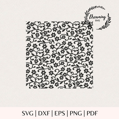 Seamless Floral Pattern SVG - Flower Vine Background - Botanical Lace SVG for Cricut, Silhouette Cut File SVG DreamingSVG 