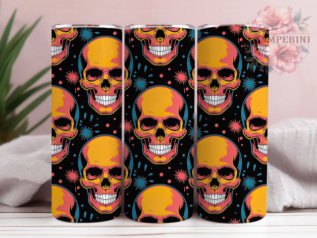 Seamless Gothic Skull Halloween Tumbler, Halloween Skull Wrap, Gothic Skull Sublimation, Dark Halloween Drinkware, Creepy Skull Cup, Spooky Skeleton Tumbler, Haunted Skull Wrap Sublimation Li Zamperini 