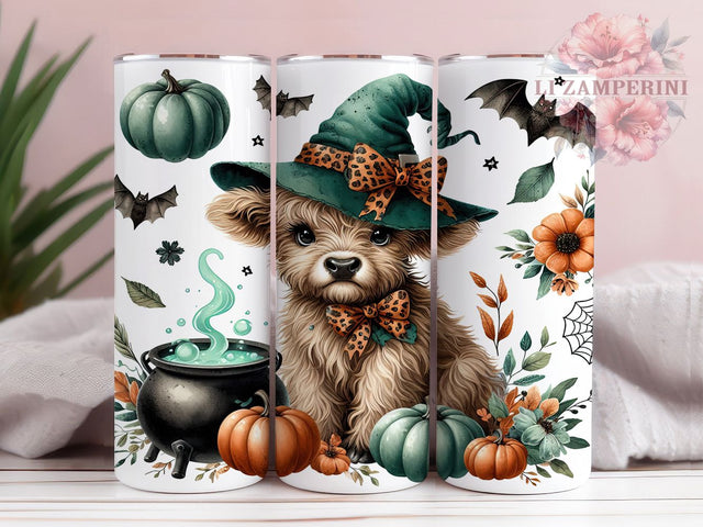 Seamless Halloween Highland Cow Tumbler, Halloween Cow Wrap, 20oz Sublimation, Spooky Cow Cup, Autumn Cow Mug, Cute Halloween Tumbler, Fall Animal Drinkware Sublimation Li Zamperini 