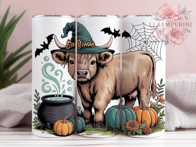 Seamless Halloween Highland Cow Tumbler, Halloween Cow Wrap, 20oz Sublimation, Spooky Cow Cup, Autumn Cow Mug, Cute Halloween Tumbler, Fall Animal Drinkware Sublimation Li Zamperini 