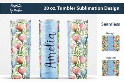 Seamless Heart Tumbler Wrap, Add Your Text Sublimation Templates by Pauline 