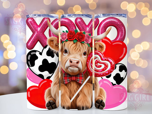 Seamless Highland Cow Valentine Tumbler, Seamless Cow Wrap, Cute Farmhouse Cup, Romantic Sublimation Design, Valentine Gift Tumbler, Sweet Cow Hearts Wrap, Adorable Love Cup Sublimation SvggirlplusArt 