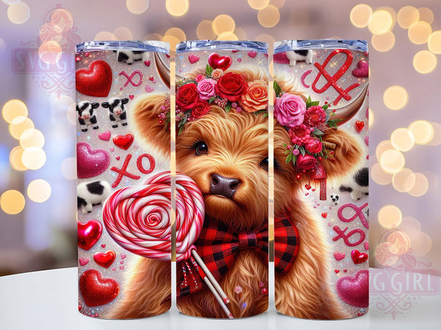 Seamless Highland Cow Valentine Tumbler, Seamless Cow Wrap, Cute Farmhouse Cup, Romantic Sublimation Design, Valentine Gift Tumbler, Sweet Cow Hearts Wrap, Adorable Love Cup Sublimation SvggirlplusArt 