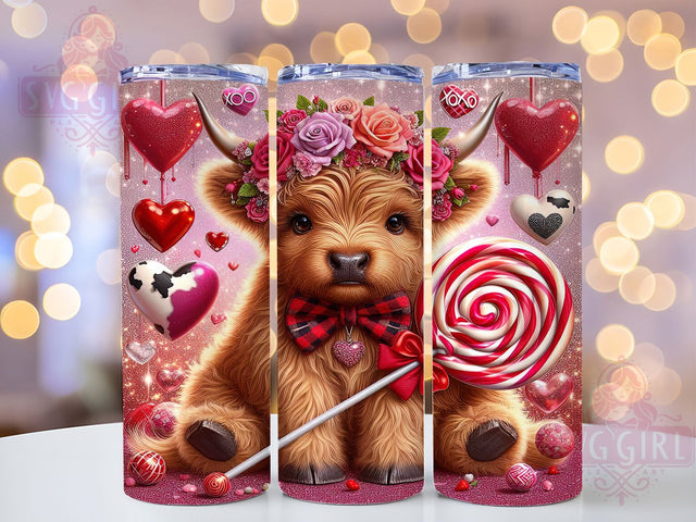 Seamless Highland Cow Valentine Tumbler, Seamless Cow Wrap, Cute Farmhouse Cup, Romantic Sublimation Design, Valentine Gift Tumbler, Sweet Cow Hearts Wrap, Adorable Love Cup Sublimation SvggirlplusArt 