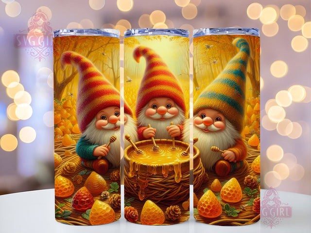 Seamless Honey Bee Gnome Tumbler Wrap, Instant Digital Download, 300 DPI PNG, Sublimation Design for 2030oz, Straight and Tapered Tumbler Sublimation SvggirlplusArt 
