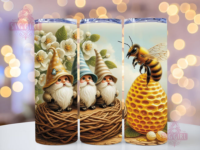 Seamless Honey Bee Gnome Tumbler Wrap, Instant Digital Download, 300 DPI PNG, Sublimation Design for 2030oz, Straight and Tapered Tumbler Sublimation SvggirlplusArt 