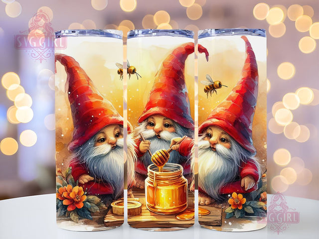 Seamless Honey Bee Gnome Tumbler Wrap, Instant Digital Download, 300 DPI PNG, Sublimation Design for 2030oz, Straight and Tapered Tumbler Sublimation SvggirlplusArt 