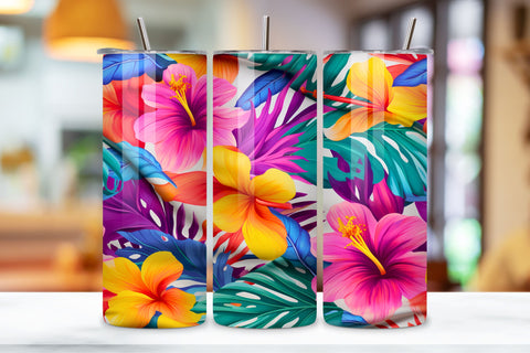 Seamless Jungle Blossom Tumbler Wrap, Floral PNG Sublimation FloridPrintables 