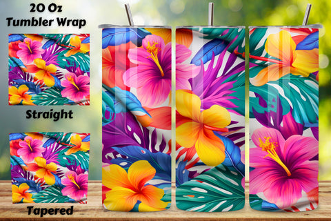 Seamless Jungle Blossom Tumbler Wrap, Floral PNG Sublimation FloridPrintables 