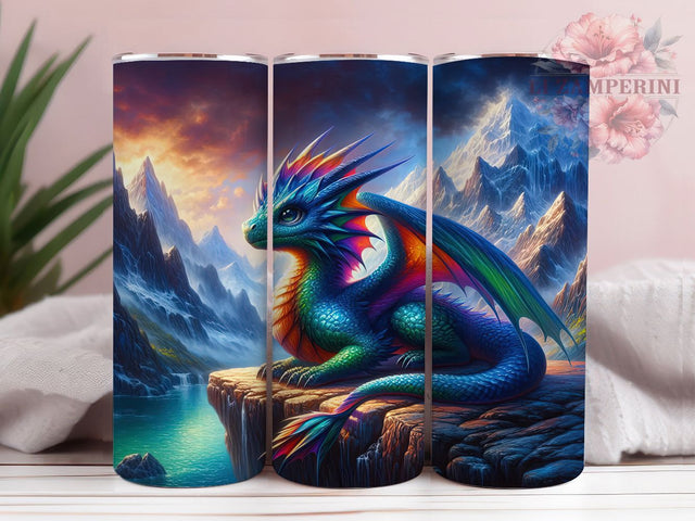 Seamless Magical Fantasy Dragon Tumbler, Magical Dragon Wrap, 20oz Tumbler Sublimation, Enchanted Dragon Design, Mystical Dragon Art, Mythical Seamless Creature, Fantasy Dragon Pattern Sublimation Li Zamperini 