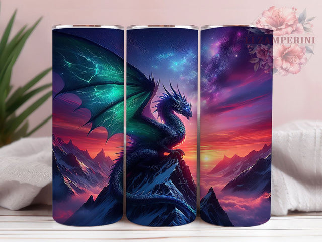 Seamless Magical Fantasy Dragon Tumbler, Magical Dragon Wrap, 20oz Tumbler Sublimation, Enchanted Dragon Design, Mystical Dragon Art, Mythical Seamless Creature, Fantasy Dragon Pattern Sublimation Li Zamperini 