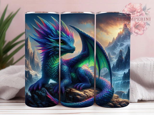 Seamless Magical Fantasy Dragon Tumbler, Magical Dragon Wrap, 20oz Tumbler Sublimation, Enchanted Dragon Design, Mystical Dragon Art, Mythical Seamless Creature, Fantasy Dragon Pattern Sublimation Li Zamperini 